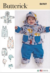 Infants jacket, overalls, pants, hats and mittens. Butterick 6969. 