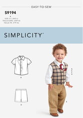 Infants Vest, Shirt, Shorts, Pants, Tie and Pocket Square. Simplicity 9194. 