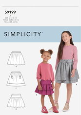 Childrens and Girls Skirts. Simplicity 9199. 