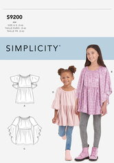 Childrens and Girls Tops. Simplicity 9200. 