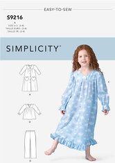 Childrens Robe, Gowns, Top and Pants. Simplicity 9216. 