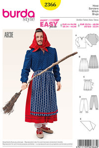 Witch, Partner style Blouse, Skirt, Apron, Bloomers, Scarf. Burda 2366. 