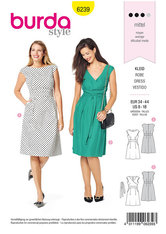 Dress with Band at the Waist –
 Over-cut Shoulders. Burda 6239. 