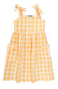 Pinafore Dress with Front Button Fastening, Gathered Skirt