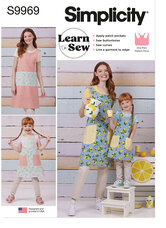 Childrens and Reversible Aprons. Simplicity 9969. 