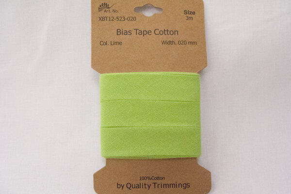 Bias tape light cotton lime 2cm