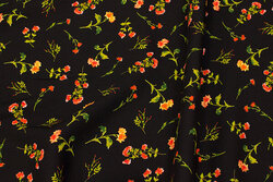 Black blouse-viscose with small, red flowers