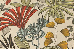 Coated linen-look (textile-table-cloth) with big leaves