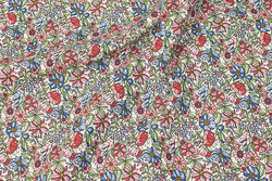 Firm cotton with small flowers in red and blue