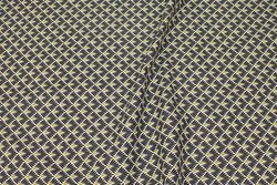 Firm cotton with small retro-pattern in black and olive-colored