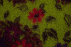 Green, felt wool with red-purple flowers