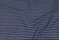 Light, dark blue denim with stretch and stripes on langs