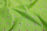 Light green cotton with small pink flowers