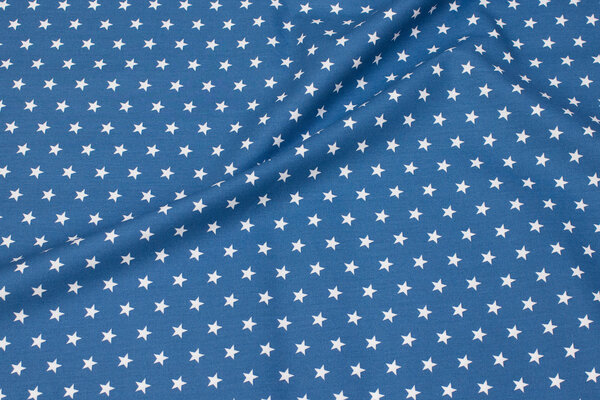 Medium-blue cotton with ca. 1 cm white stars