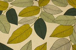 Medium-thickness linen-look with ca. 15 cm big leaves