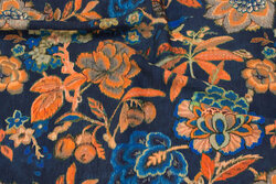 Navy blouse-viscose with rust-colored flowers