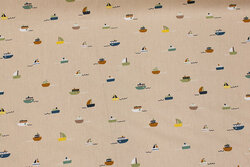 Sand-colored cotton-poplin with 1.5 cm ships
