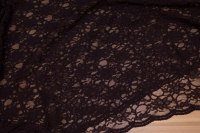 Warm dark-brown dress-lace-fabric with double scallop edge 