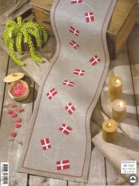 Birthday runner with flag embroidery. Permin 68-1102. 