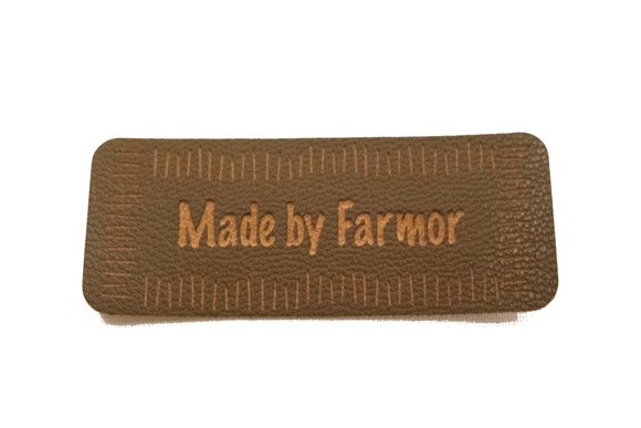 Made by Farmor brown laether-look iron-on patch 6 x 2 cm