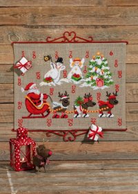 Gift calendar with reindeer and snowmen. Permin 34-9224. 