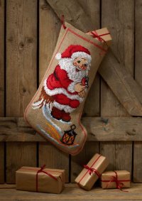Permin Elf & Christmas Tree Stocking Cross Stitch Kit - 36cm x 58cm