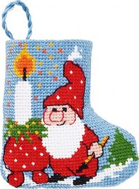 Light and elf christmas stocking. Permin 01-9219. 
