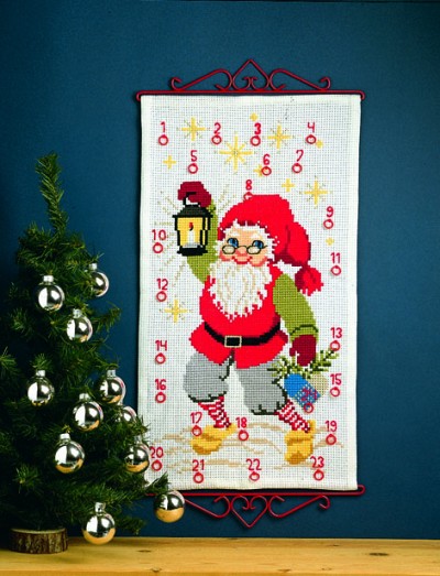 Christmas gift calendar with Santa Claus with light