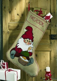 Christmas stockin with Santa Claus, ekstra large. Permin 41-0223. 