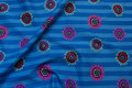 Blue patchwork-cotton with stripes and flowers 