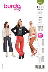 Straight Leg Pants and Trousers with Stretch Waistband. Burda 6085. 