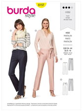 Trousers or pants with a shaped waistband – Straight leg. Burda 6157. 