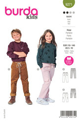 Childrens Slip-on Trousers and Pants with Elastic and Patch Pockets. Burda 9271. 