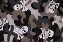 Light cotton in grey camouflage-colors with skulls and bones