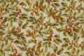 Patchwork-cotton with holly in offwhite, red, green, gold