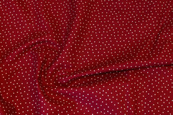 Dark red cotton with white mini-dots