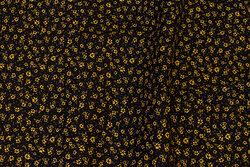 Black cotton with brass-yellow mini-flowers