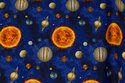 Patchwork cotton with planets