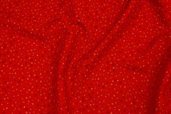 Red patchwork cotton with mini-hearts