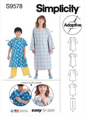 Childrens, girls and boys recovery gowns and pants. Simplicity 9578. 