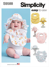 Babies hats and bibs. Simplicity 9588. 