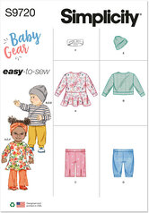 Babies Knit Dress, Top, Pants, Hat and Headband. Simplicity 9720. 