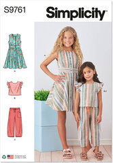 Childrens and Girls Dress, Top and Pants. Simplicity 9761. 