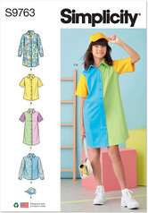 Girls Shirtdresses, Shirts and Hat. Simplicity 9763. 