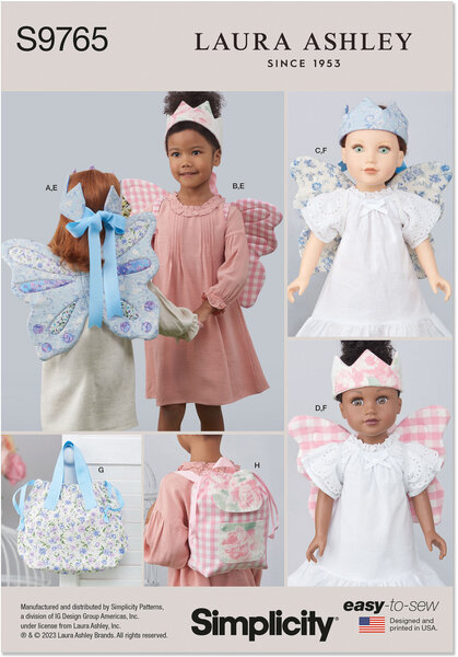Childrens Wings, Crown, Tote, Backpack and Wings and Crown for Doll or Plush Animals by Laura Ashley