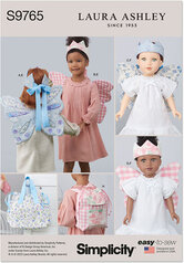 Childrens Wings, Crown, Tote, Backpack and Wings and Crown for Doll or Plush Animals by Laura Ashley. Simplicity 9765. 
