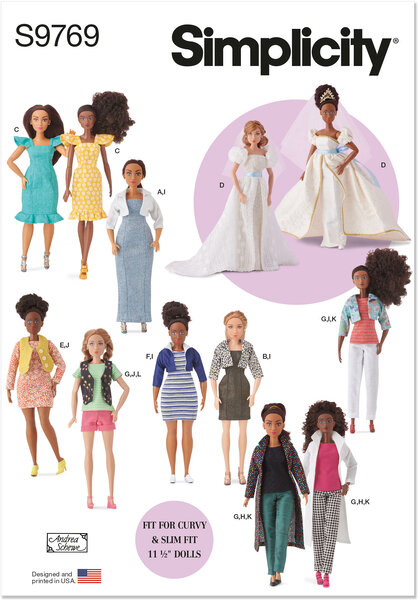 Fashion Clothes for Regular and Curvy Size Dolls by Andrea Schewe Designs
