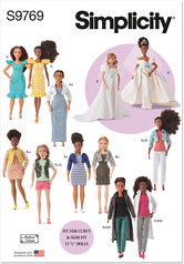 Fashion Clothes for Regular and Curvy Size Dolls by Andrea Schewe Designs. Simplicity 9769. 