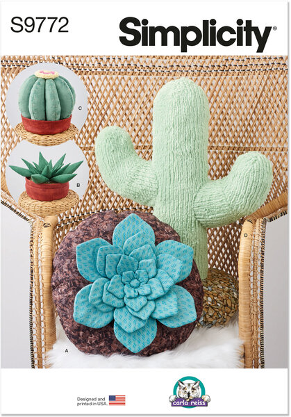 Decorative Succulent and Cactus Plush Pillows by Carla Reiss Design