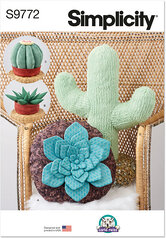 Decorative Succulent and Cactus Plush Pillows by Carla Reiss Design. Simplicity 9772. 